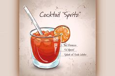 a cocktail with orange slices and garnish in a glass on an old paper background