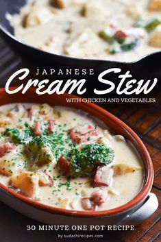 the cover of japanese cream stew with chicken and vegetables