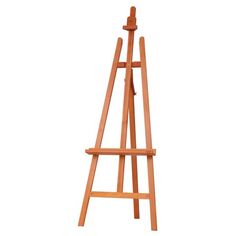 a wooden easel stands on a white background