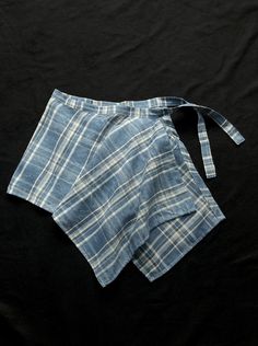 Blue Plaid Wrap Flowy Wrap Skirt | IU Blue One Size Iu Blue, Fairy Headband, Velvet Pleated Skirt, Kpop Dress, Pleats Skirt, Fashion Chingu, White Pleated Skirt, Pu Leather Skirt, Mini Pencil Skirt