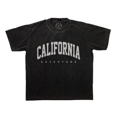 Experience the magic of Disney California Adventure in style with this oversized, black dye-washed University Tee. Capturing a classic California Adventure logo, this limited edition shirt is sure to become a timeless and treasured favorite! Black Graphic T-shirt For Urban Adventures, California Adventure Shirts, California Tshirts, Oversized Black T-shirt With Logo, Oversized Washed Black Urban T-shirt, Adventure Logo, University Tees, Limited Edition Shirt, Instagram Tags