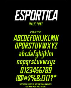 the font and numbers for esportica, which is also available in different languages