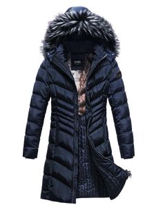 ELORA Women's Winter Coat Chest Pocket Faux-Fur Trim Removable Hood Puffer Coat With Fur, Long Winter Coats Women, Faux Fur Hoodie, Bubble Coat, Parka Style, Hooded Faux, Fur Hoodie