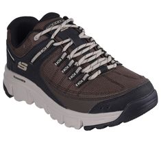 Step up your outdoor tech style wearing Skechers Summits AT - Upper Draft. This modern outdoor lace-up features a durable mesh upper with synthetic overlays, a super flexible trenched traction outsole, and a Skechers Memory Foam cushioned comfort insole. | Skechers Men's Summits - AT Sneaker | Medium Width | Skechers Memory Foam cushioned comfort insole | Durable mesh lace-up with synthetic overlays | Rugged well-cushioned midsole | Trenched flexible traction outsole | 1 1/2-inch heel height | Skechers Fade-resistant Lace-up Running Shoes For Outdoor, Outdoor Lace-up Running Shoes, Outdoor Fade-resistant Lace-up Running Shoes, Elastic Lace-up Walking Shoes For Outdoor Activities, Sporty Durable Synthetic Hiking Boots, Synthetic Lace-up Walking Shoes For Outdoor Activities, Durable Nylon Sneakers For Walking, Sporty Breathable Running Shoes For Outdoor Work, Durable Lace-up Running Shoes For Walking