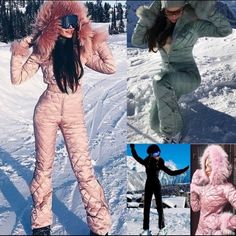 Brand New Women’s Ski Suit Color Black Size Small Very Nice In Actual. Belt Not Included Women Overalls, Winter Date Outfits, Ski Set, Down Suit, Suit Jumpsuit, Winter Suit, Snow Outfit, Snow Fashion, Big Hat