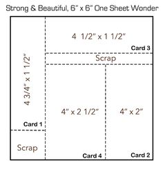 a sheet of paper with measurements for the size and width of each card in it