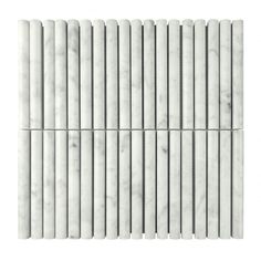 four white marble tiles stacked on top of each other with vertical bars in the middle