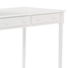 a white desk with two drawers on the top and one drawer at the bottom,