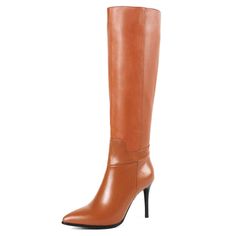 PRICES MAY VARY. 💖9.5cm/3.77 inches thin heels,a comfortable height for daily walk 🥾Most classic pointy toe leather knee boots,with middle thin heels,never out of date 🥾Warm handmade short velvet for the inner,give you the most comfortable wearing experience ever 🥾Black winter knee boots for the winter, also brown for choice, the best 2 colors for spring and winter match 🥾This type is not a very tight shoes, there will be a little gap between shoes with your calf , which is normal Dance&Sty Womens Knee Boots, High Heel Dress Boots, Brown Leather Knee High Boots, Knee High Boots Winter, Shoe Story, Ladies Heels, Leather Knee Boots, Leather Knee High Boots, Heels Dress