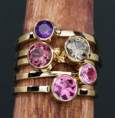 pretty pink sapphire rings! Birthstone Stacking Rings, Women Jewellery, Layered Rings, Colored Engagement Rings, Zierlicher Ring, Mother Rings, Sparkly Things, Precious Jewels, Jewellery Accessories