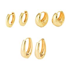 PRICES MAY VARY. ♥Trendy Hoop Earrings♥ 3 pairs thick hoop earrings will expand a women's fashion wardrobe with a classic, timeless style. Never outdated. ♥14K Gold Earrings Plated Hoops♥ Made of brass material. Hypoallergenic, stand wear and tear, not easy to fade and tarnish. ♥Multiple Sizes♥ Earrings are 17mm/25mm in diameter, which can be combined and matched to wear on different parts of the ear. The clasp is flexible, earrings are light weight and super easy to wear and take off. ♥ EXQUISI Gold Hoop Earrings Set, Hoop Earrings Pack, Gold Chunky Earrings, Gold Jwellary, Random Accessories, Hoop Gold Earrings, Earrings Pack, Owl Earrings Studs, Bday List