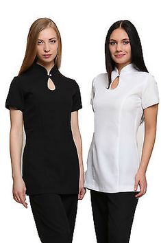 Trendy Fashion Akila Beauty Tunic Hairdressing SPA Nail Salon Therapist Massage Top Uniform, women's tops Spa Scrubs Uniforms Beauty, Beauty Therapist Apron, School Uniform Myanmar, Tropical Uniform, Uniform Hotel, Tropical Hotel, Top Uniform, Spa Outfit, Beauty Uniforms