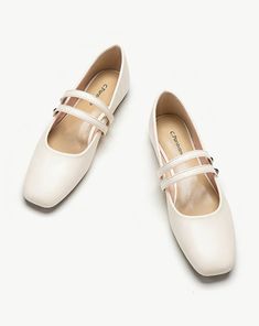 White Double Stripes Mary Jane – C.Paravano Square Toe Flats, Sophisticated Women, Festival Shoes, Heel Grips, White C, Sparkle Jewelry, Mary Jane Flats, Leather Mary Janes, Jane Shoes