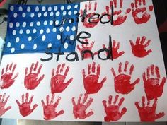 handprints are displayed on a white paper with red and blue hands in the background