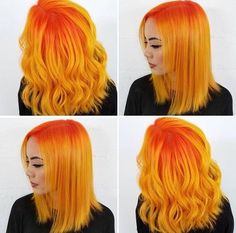 Orange and yellow hair Orange And Yellow Hair, Hair Men Style, Coloured Hair, Hair Color Pastel, Hair Color Blue, Hair Colours