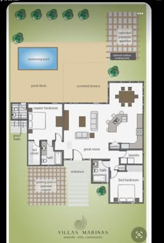 the floor plan for villa marina's pool and hot tub, which is located at the