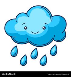 a blue cloud with rain drops on it