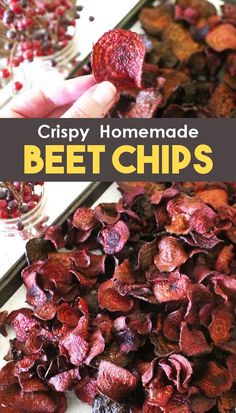 crispy homemade beet chips with text overlay