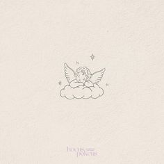 a drawing of an angel sitting on top of a cloud with stars in the sky