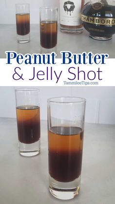 peanut butter and jelly shot in two glasses