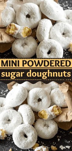 Mini Powdered Sugar Doughnuts Single Serve Donut Recipe, Mini Powdered Donuts Recipe, Donut Sticks Recipe, Powdered Doughnut Recipe, Baby Cake Donut Maker Recipes, Donut Pan Recipe, Homemade Powdered Sugar, Easy Doughnuts, Mini Donut Maker Recipes