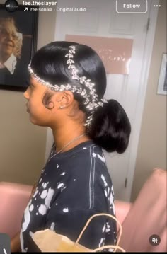 Harlem Night Hairstyles Black Women, Prom Pin Up Hairstyles For Black Women, Low Bun Hairstyles For Black Women Prom, Bun Hairstyles For Black Women Prom, Frontal Low Bun, Bridal Bun Black Women, Low Bun Wedding Hair Black Women, Prom Hairstyles Low Bun, Low Bun Prom Hairstyles