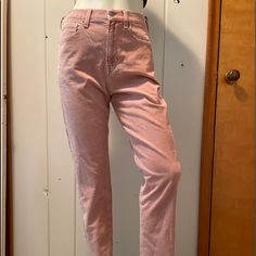 This Is A Cute Pair Of “Mom“ Style Corduroy Pants. They Have A Little Bit Of Distressing And Are A Pretty Pale Salmon Pink Color. High-Rise Slightly Cropped Leg. No Stretch. Inside Label Has A Black Sharpie Marker Through It. Not Visible On The Exterior. New With Tags Purchased From Tj Maxx. A Cute All Season Pant Spring Cotton Mom Fit Bottoms, Spring Mom Fit Cotton Bottoms, Mid-rise Mom Fit Cotton Pants, High Waist Mom Fit Pants For Fall, High Rise Cotton Mom Fit Bottoms, High Rise Mom Fit Cotton Bottoms, Mom Fit Pants With Tapered Leg For Spring, Spring Cotton Mom Fit Pants, Spring Mom Fit Cotton Pants