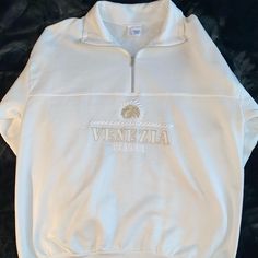 Selling This Beautiful, Embroidered, Lightweight Quarter Zip! The Pictures Make It Look Pure White, But It Leans Cream. In Perfect Condition Since I’ve Literally Never Worn It Out Of The House :) Feel Free To Shoot Me A Message If You’ve Got Questions Or Are Curious About The Measurements H&m Brand, Cropped Zip Up Hoodie, Leopard Print Sweatshirt, Divided H&m, Cropped Zip Up, University Sweatshirts, Blue Hoodie