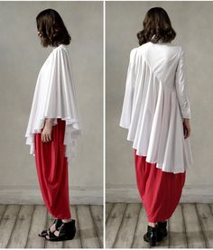 Long Irregular Shirt Loose Women's Curved Draped Hem – Ofelya Boutique White Cotton Lagenlook Blouse, White Cotton Shirt With Asymmetrical Hem, White Asymmetrical Cotton Shirt, Trash Fashion, Beauty And The Beast Costume, White Oxford, Fashion Show Dresses, 55 Kg, Arab Fashion