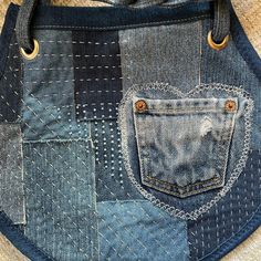 Upcycled Denim Purse Made From Old Levi’s And Jeans. Boro. The Outside Denim Is All Hand Stitched, With Embroidery Thread And Beads. Front Pocket From An Old Pair Of Levi’s. Grommet Holes For Straps. Lined With Gingham Blue Fabric And Inside Pocket. Magnetic Closure. The Purse Is 11” Wide And 10 Inches Tall. Made In Smoke And Pet Free Home. Denim Purses And Bags Old Jeans, Upcycled Denim Blue Rectangular Shoulder Bag, Upcycled Shoulder Bag In Recycled Denim, Mary Frances Purses, Upcycled Recycled Denim Shoulder Bag, Recycled Denim Shoulder Bag With Pockets In Dark Wash, Sparkly Bag, Everyday Recycled Denim Shoulder Bag, Upcycled, Denim Purse