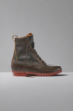 An L. L. Bean Boot like no other - expertly crafted in soft, supple bison leather with a distinctive red brick sole straight from our archives. With light or midweight socks: Whole sizes, order one size down. Half sizes, order 1½ size down. Example: 9 or 9½, order a size 8. With heavyweight socks: Whole sizes, order your normal size. Half sizes, order one size down. Example: 9 or 9½, order a size 9. Legendary chain-tread outsole gives reliable traction. Features brick red sole found on early boo Bison Leather, Rubber Boot, Bean Boots, Red Sole, Red Bricks, Brick Red, Ll Bean, L L Bean, On Sale