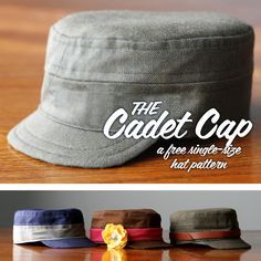 the cadet cap has four different colors and is available in three sizes, including one for