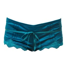 Opulent Lace In Peacock Short | Tallulah Love | Wolf & Badger Blue Fitted Satin Bottoms, Fitted Blue Satin Bottoms, Blue Satin Bottoms For Night Out, Fitted Satin Shorts, Studio Pia, Gorgeous Lingerie, Polyester Satin, Peacock Blue, Clever Design