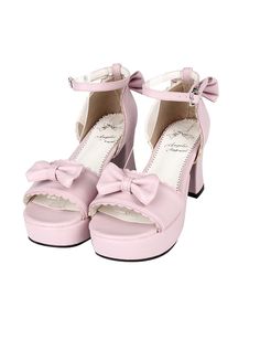 Pink Concise Bowknot Sweet Lolita High Heel Sandals Pretty Heels, Cosplay Shoes, Girly Shoes, Pink Sandals, Sweet Lolita, Mori Girl, Pink Heels, Heels Pumps, Pretty Shoes