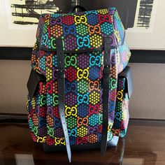 2020 Special Projects Medium Gg Psychedelic Carry. On Duffle 601294 Hpudn 1058 A Modern Take On The Historic Gg Pattern, The Gg Psychedelic Motif Decorates Classic Shapes Throughout The Cruise 2020 Collection, Including The Carry-On Duffle Bag. Seen Throughout Ready. To-Wear And Accessories, The Monogram Is Presented In Brightly Shaded Hues With A Star Design That Creates A Hologram Effect. Gg Psychedelic Supreme Canvas, A Material With Low Environmental Impact Black Metal-Free Tanned Leather Tr Designer Multicolor Travel Bags, Gucci Travel Backpack With Adjustable Strap, Gucci Black Backpack For Travel, Black Gucci Backpack For Travel, Gucci Black Backpack For Everyday Use, Gucci Rectangular Travel Backpack, Gucci Rectangular Backpack For Everyday Use, Gucci Travel Backpack, Rectangular, Gucci Designer Backpack For Everyday Use