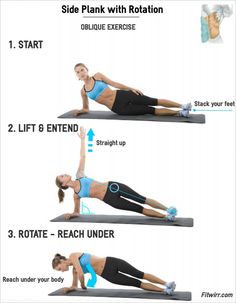 a woman doing the side plank with rotator exercises