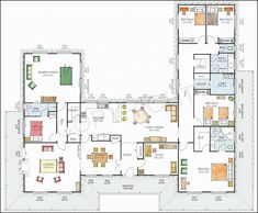 the floor plan for a two story house with three bedroom and an attached kitchen area