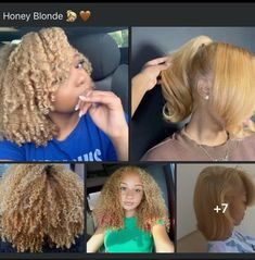 Blonde Hair Natural, Blonde Natural Hair, Warm Brown Hair, Dyed Curly Hair, Peekaboo Hair, Honey Brown Hair, Cute Hair Colors, Quick Natural Hair Styles, Dyed Hair Inspiration