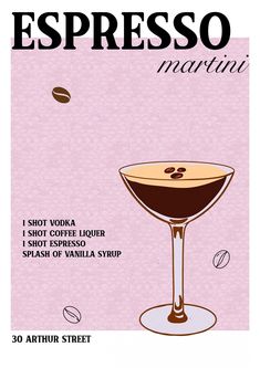 an advertisement for espresso martini, with the caption's description below