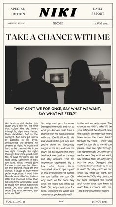 an article in the new york times with two people looking at each other and one person standing