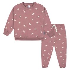 2-Multi Pc Sets Infant and Toddler Girls Birds Sweatshirt & Pant Sweats Set, Lounge Outfits, Gerber Baby, Matching Sweatshirts, Bird Pattern, Pink Set, Baby Shorts, Long Sleeve Onesie, Toddler Boy Outfits