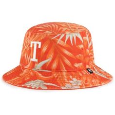 Showcase your unwavering Texas Longhorns fandom by wearing this Tropicalia bucket hat from '47. The relaxed fit helps keep you comfy while the visor protects you from harsh UV rays. Embroidered team graphics on the front and a floral pattern are perfect for representing the Texas Longhorns any day of the week. Brand: '47; Embroidered graphics; Four embroidered eyelets; Imported; Material: 100% Cotton; Officially licensed; One size fits most; Wipe clean with a damp cloth. | '47 Men's NCAA Texas T Casual Trucker Hat With Curved Brim For Fans, Casual Curved Brim Trucker Hat For Fans, Casual Snapback Hat With Curved Brim For Fan Gear, Casual Flat Brim Hats For Fan Gear, Casual Hats For Fan Merchandise, Texas Longhorns, Fan Gear, Ncaa, Bucket Hat