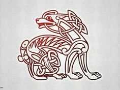 a dog with an intricate design on it's body and head is shown in red