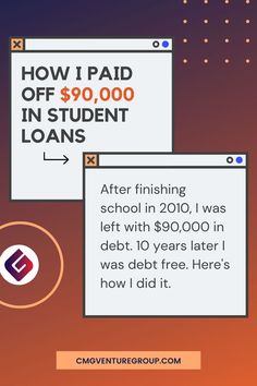 an ad for the student loan program, with text that reads how i paid off $ 90