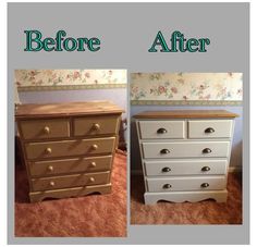 before and after photos of an old dresser