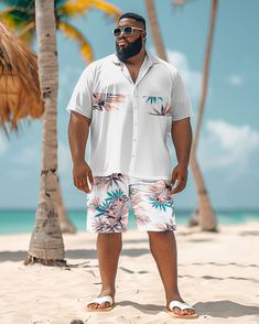 This Hawaiian Shirt Shorts Set is suitable for all kinds of casual occasions, such as vacations, beach parties, summer picnics and so on. You can pair it with a pair of sandals or sneakers for a trendy look. Whether you are on vacation or in daily life, this set will bring you a comfortable and stylish wearing experience. Casual suit: Casual men's short-sleeved shirt suit focuses more on comfort and leisure. It usually consists of a light, short-sleeved shirt worn with jeans or slacks. This set Casual Summer Shorts For Beach Party, Casual Beach Party Shorts, Hawaiian Shorts For Beach Season Vacation, Hawaiian Style Shorts For Beach Vacation, Hawaiian Shorts For Beach Vacation, Casual Beach Shorts For Beach Season, Beachy Shorts For Summer Vacation, Hawaiian Style Shorts For Summer Vacation, White Hawaiian Shirt For Beach Season