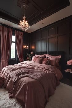 Moody Pink Bedroom, Feminine Bedroom Ideas, Mauve Bedroom, Edgy Bedroom, Dark Feminine Bedroom, Dark Summer, Feminine Bedroom