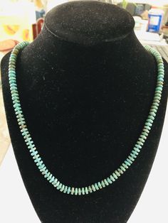 "*Brand new *Handmade item *Sterling silver *Gemstone: Natural Kingman Turquoise *Necklace length: 24 inches long *3\" Extensions *Free gift box *Free shipping in USA *Ready to ship Thank You For Looking ,And Check Out More Items In My Etsy Shop For More Great Deals, Also We Add More Jewelry To Etsy Shop Https://www.etsy.come/shop/abq925" Southwestern Beaded Round Turquoise Necklace, Southwestern Beaded Turquoise Necklace, Bohemian Sterling Silver Turquoise Necklace With Polished Beads, Bohemian Turquoise Necklace With Polished Sterling Silver Beads, Bohemian Turquoise Rondelle Jewelry, Bohemian Turquoise Healing Necklace Single Strand, Southwestern Turquoise Gemstone Beads Necklace, Artisan Sterling Silver Turquoise Beaded Necklace, Handmade Turquoise Rondelle Jewelry