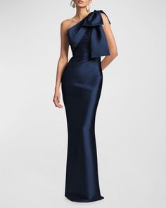 Sachin & Babi Bonnie One-Shoulder Bow Column Gown Mermaid Party Dress, Elegant Black Dress, Dresses Formal Elegant, Looks Party, Evening Gowns Elegant, Column Gown, Maxi Dress Prom, Formal Party Dress, فستان سهرة