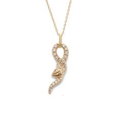 A medium serpent pendant in yellow gold with white diamond pave on the charm on a yellow gold chain. Talisman Necklace, Life Force, Creative Life, White Diamonds, Diamond White, Force, Gold Necklace, Fine Jewelry, Diamonds